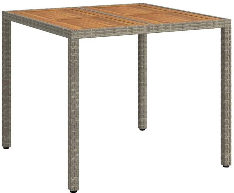 vidaXL Τραπέζι Κήπου Γκρι 90 x 90 x 75 cm συνθετικό ρατάν