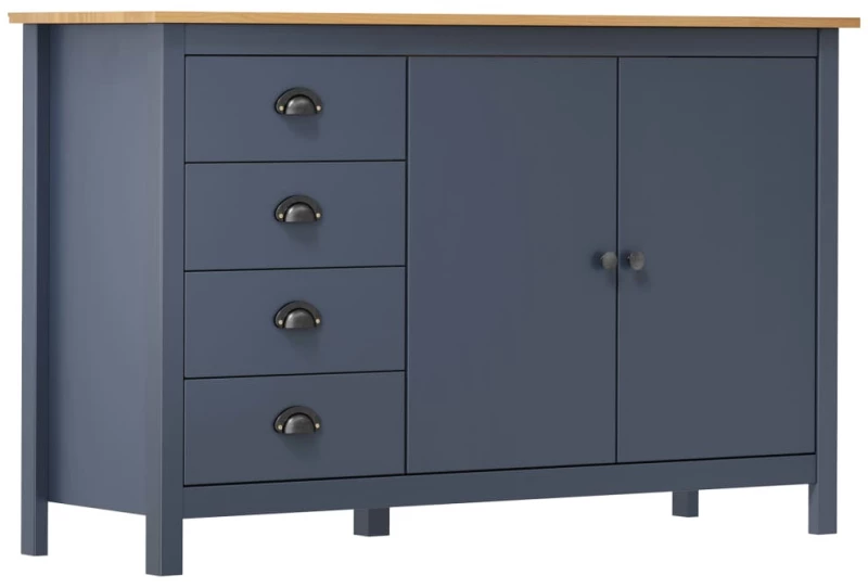 vidaXL Μπουφές Hill Γκρι 130x40x80 εκ. από Μασίφ Ξύλο Πεύκου