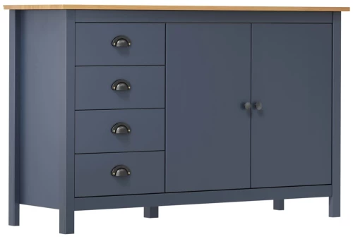 vidaXL Μπουφές Hill Γκρι 130x40x80 εκ. από Μασίφ Ξύλο Πεύκου