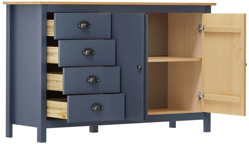 vidaXL Μπουφές Hill Γκρι 130x40x80 εκ. από Μασίφ Ξύλο Πεύκου