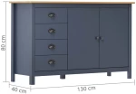 vidaXL Μπουφές Hill Γκρι 130x40x80 εκ. από Μασίφ Ξύλο Πεύκου