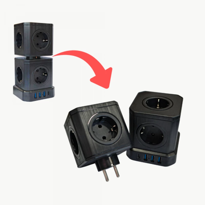 jager ΠΟΛΥΠΡΙΖΟ ΚΥΒΟΣ VENEX - 9 ΘΕΣΕΙΣ ΣΟΥΚΟ - 3 ΘΥΡΕΣ USB A - 1 ΘΥΡΑ USB C 20W (VB4U9E-C)