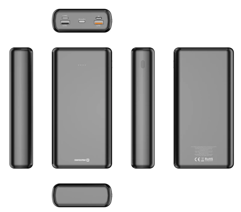 SWISSTEN POWER LINE POWER BANK 30000 mAh 20W POWER ΠΑΡΑΔΟΣΗ ΜΑΥΡΟ