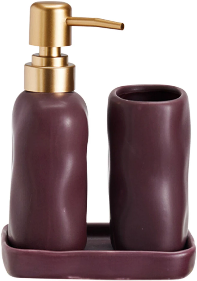 Σετ Μπάνιου Stoneware 3 Τεμαχίων Aubergine 7428U MRShome  DF-0093001