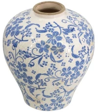 Διακοσμητικό Βάζο Melania 61073 19,5x19,5x23cm White-Blue Artekko Κεραμικό