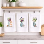 Ποτηρόπανα Κουζίνας Partea (Σετ 3τμχ) White-Multi Astron 53x53cm Βαμβάκι-Πολυέστερ