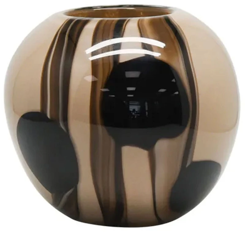 Βάζο 15-70047 Φ21,5x18cm Beige-Brown Marhome Γυαλί