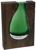 Βάζο 15-26237 18x5x24cm Brown-Green Marhome Γυαλί