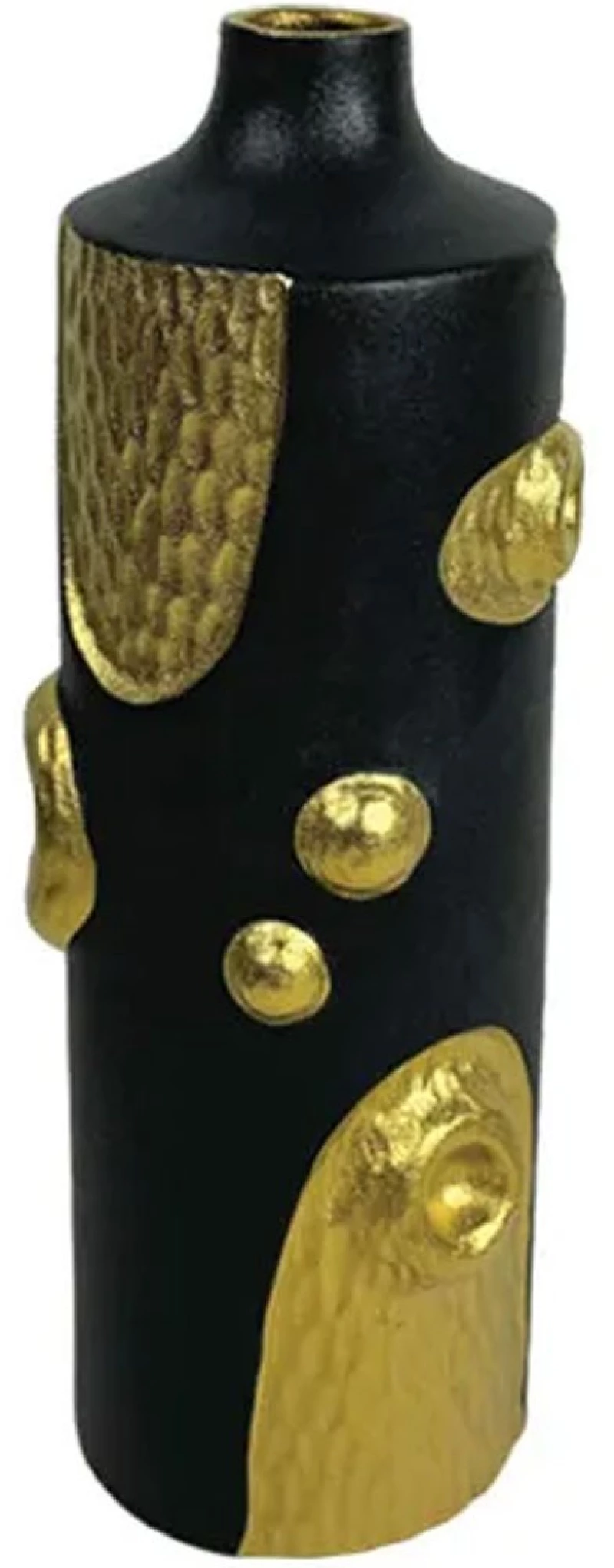 Βάζο 15-50128 30cm Black-Gold Marhome Κεραμικό