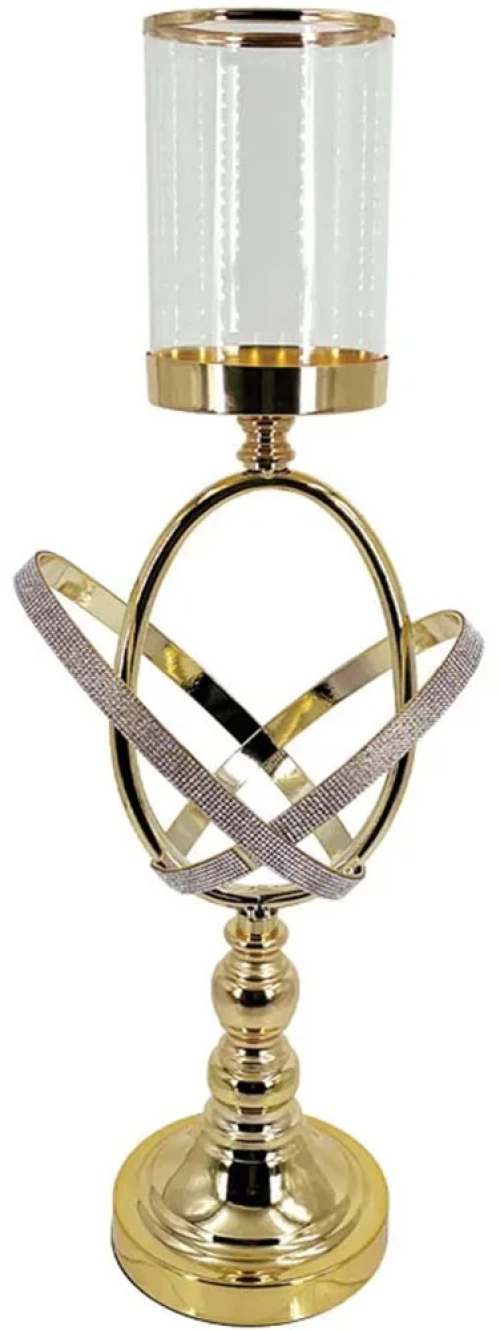 Κηροπήγιο Χιαστί 15-40134 Φ19x57cm Gold Marhome Μέταλλο,Γυαλί