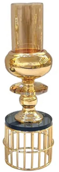 Κηροπήγιο Κλουβί 15-40165 Φ8x22cm Gold-Black Marhome Μέταλλο,Γυαλί