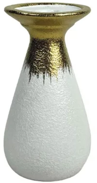 Κηροπήγιο Πουγκί 15-50164 20,3cm White-Gold Marhome Κεραμικό