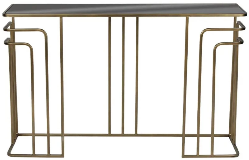 Κονσόλα Art Deco 19-10022 120x32x75cm Gold Μέταλλο,Γυαλί