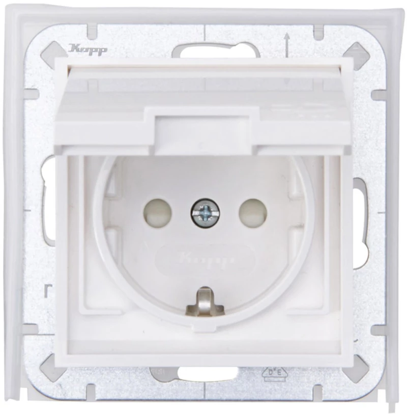 Πρίζα Ρεύματος Μονή Με Καπάκι HK07 16A 250V Pure White Kopp