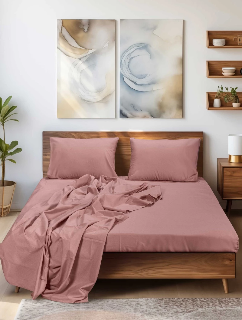 Σεντόνι SLEEK PINK Ροζ Σεντόνι μονό με λάστιχο: 100 x 200+35 εκ. MADI