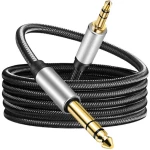 Επίχρυσο  Καλώδιο Κορδόνι Νάιλον 6.35mm σε 3.5mm (2m) (Μαύρο) (OEM)