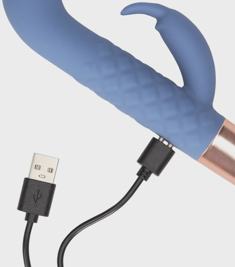 Mini Rabbit Vibrator, 10 vibration Modes, Silicone, USB, Blue,