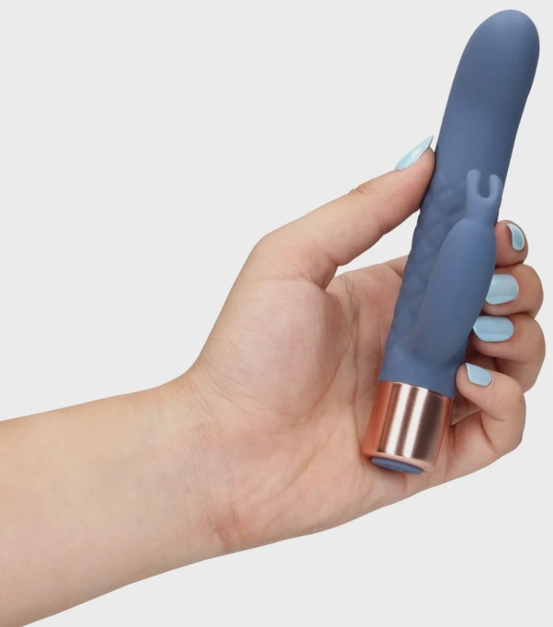 Mini Rabbit Vibrator, 10 vibration Modes, Silicone, USB, Blue,