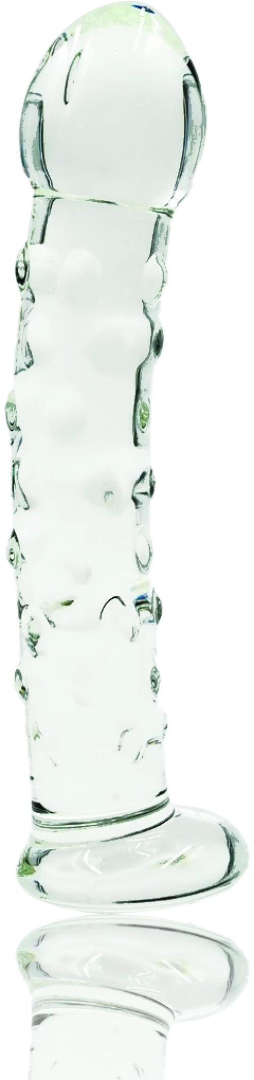 Ribbed Dildo, Premium Glass, Clear, 17 cm, Passion Labs