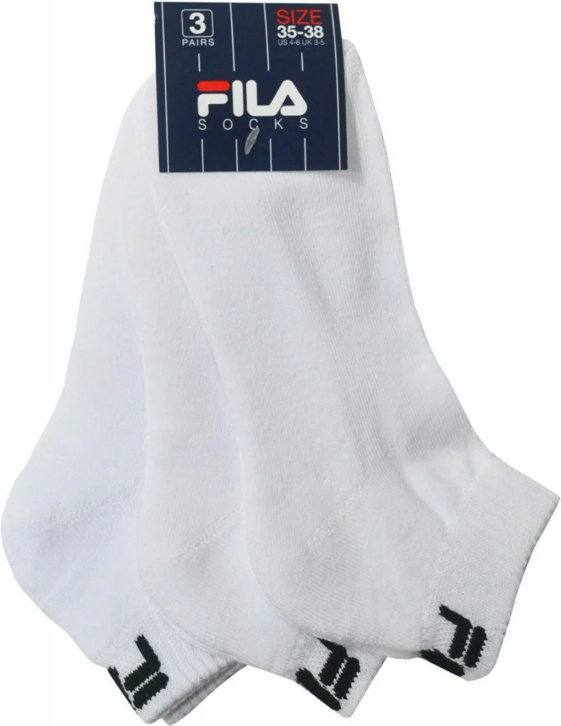 Κάλτσες FILA - Λευκές - Βαμβακερές - Ημίκοντες - Unisex - 3 Pack Socks