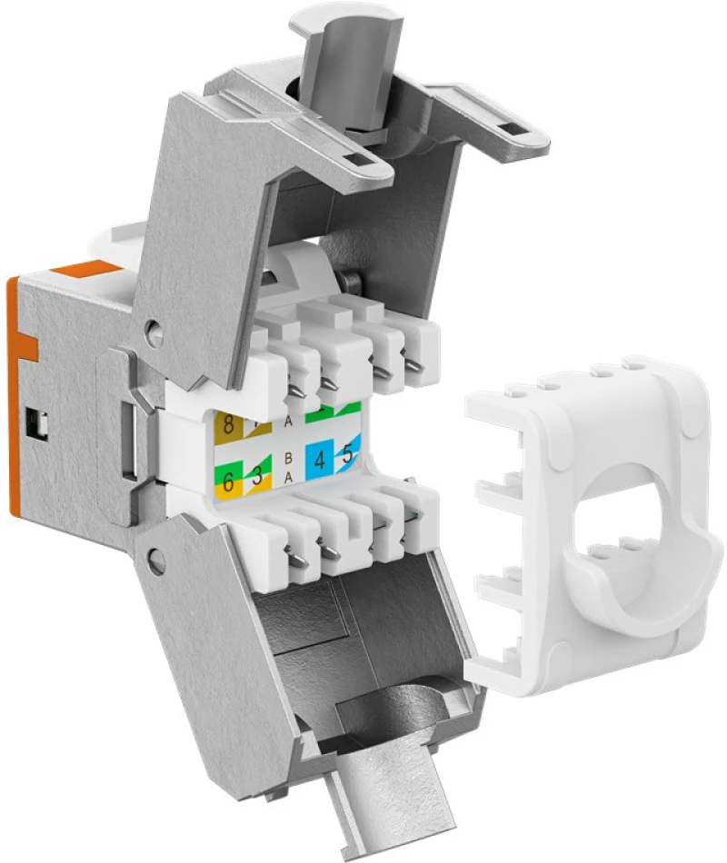 GOOBAY Keystone module RJ45 77947, CAT 6A STP, slim, toolfree, ασημί/πορτοκαλί