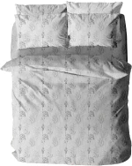 Σετ Σεντόνια Menta Εμπριμέ 400 Grey Διπλό με λάστιχο (150x200 30)