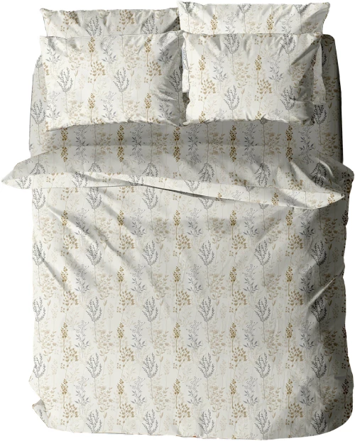 Σετ Σεντόνια Menta Εμπριμέ 400 Beige Διπλό (200x260)