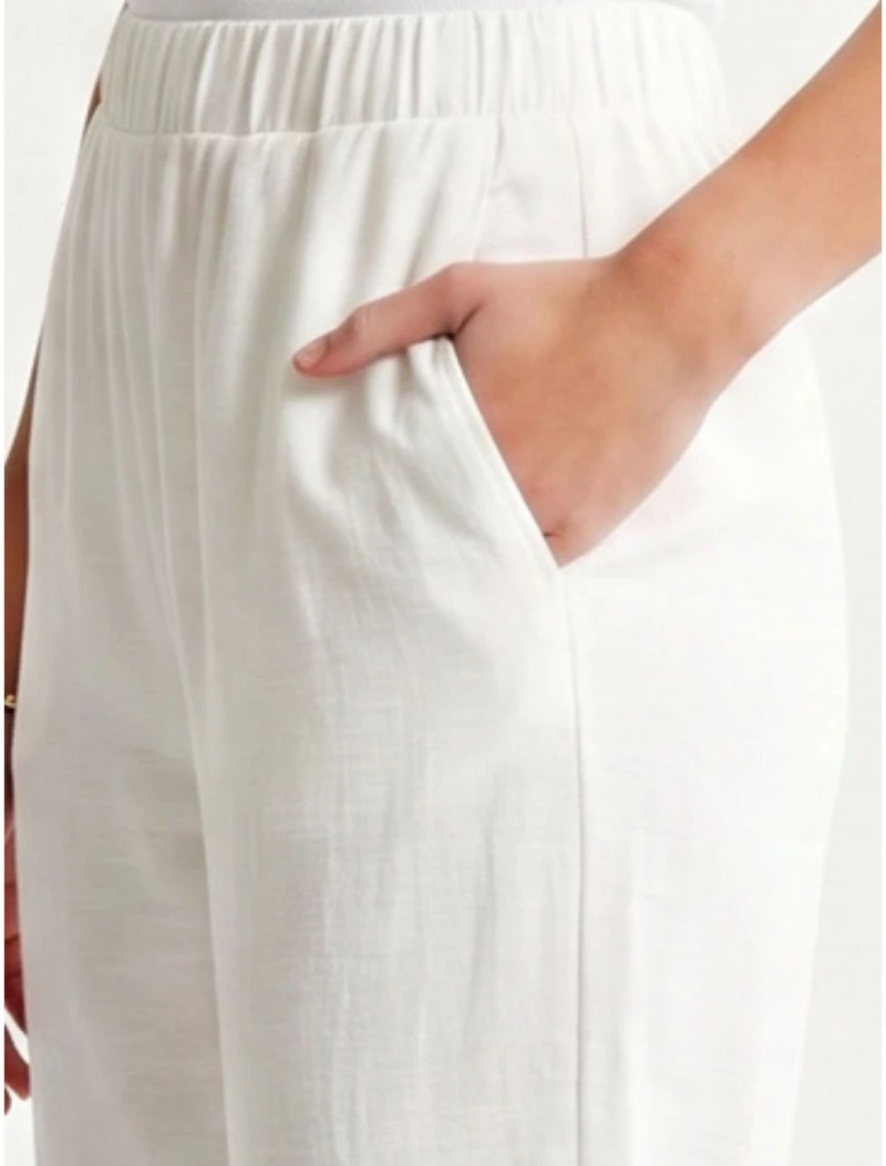 ANNA RAXEVSKY Γυναικεία εκρού παντελόνα Linen-Look T26120 ECRU