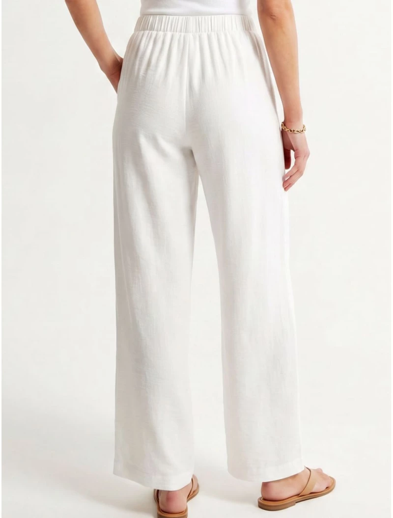 ANNA RAXEVSKY Γυναικεία εκρού παντελόνα Linen-Look T26120 ECRU