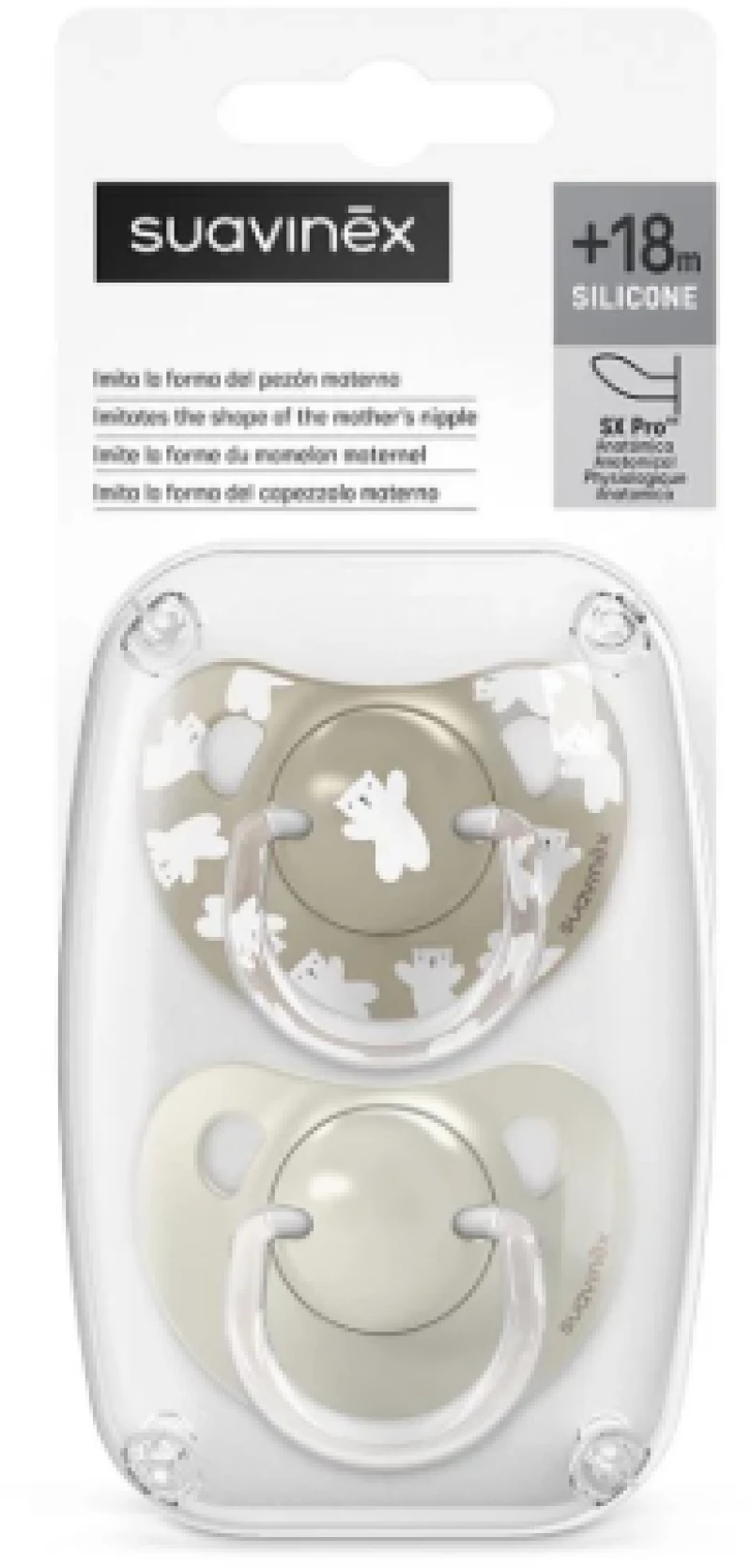 Suavinex Πιπίλα Ανατομική SX PRO Σιλικόνης +18μ Wild & Free Beige 2τεμ BR79907
