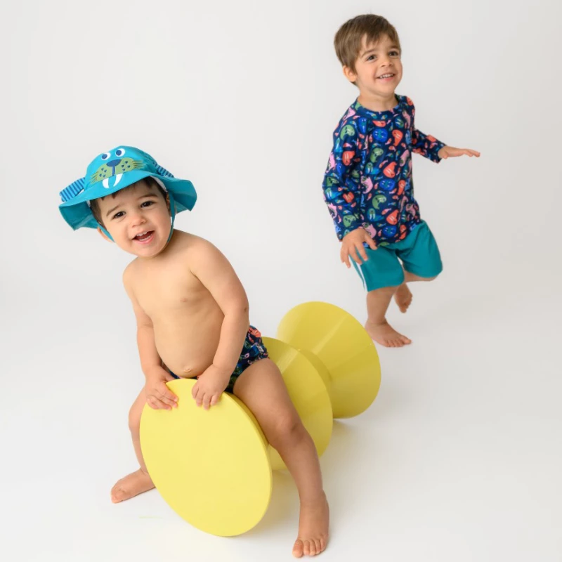 Zoocchini Σετ UV Μαγιὀ Bucket Καπέλο Μπλούζα Walrus 3 Ετών ZOO16018-3T Αγόρι