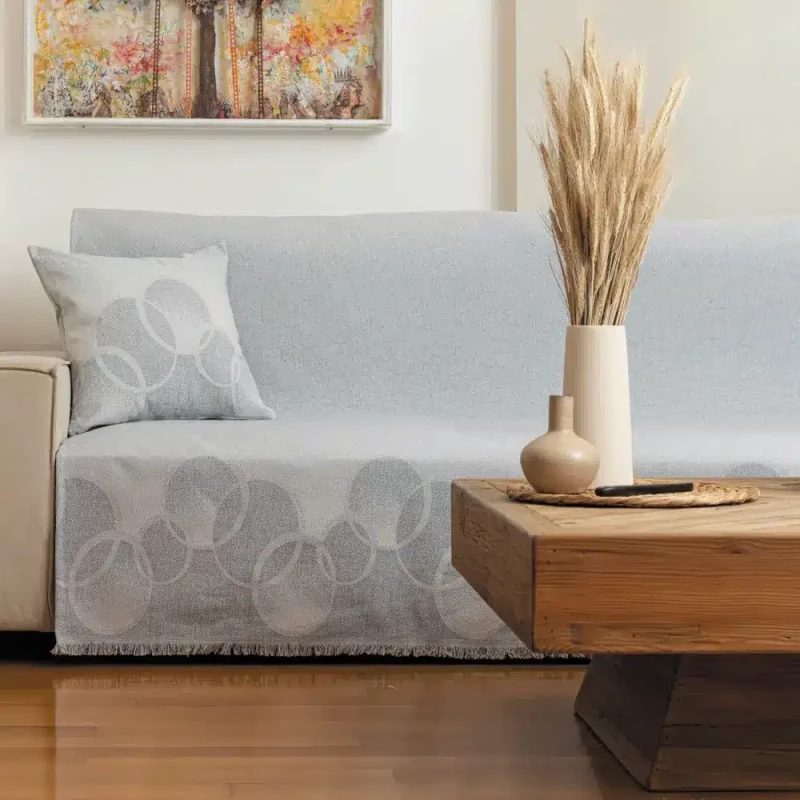 Ριχτάρι Βαμβακερό Τετραθέσιο Κύκλοι Borea Home Textiles - Καφέ