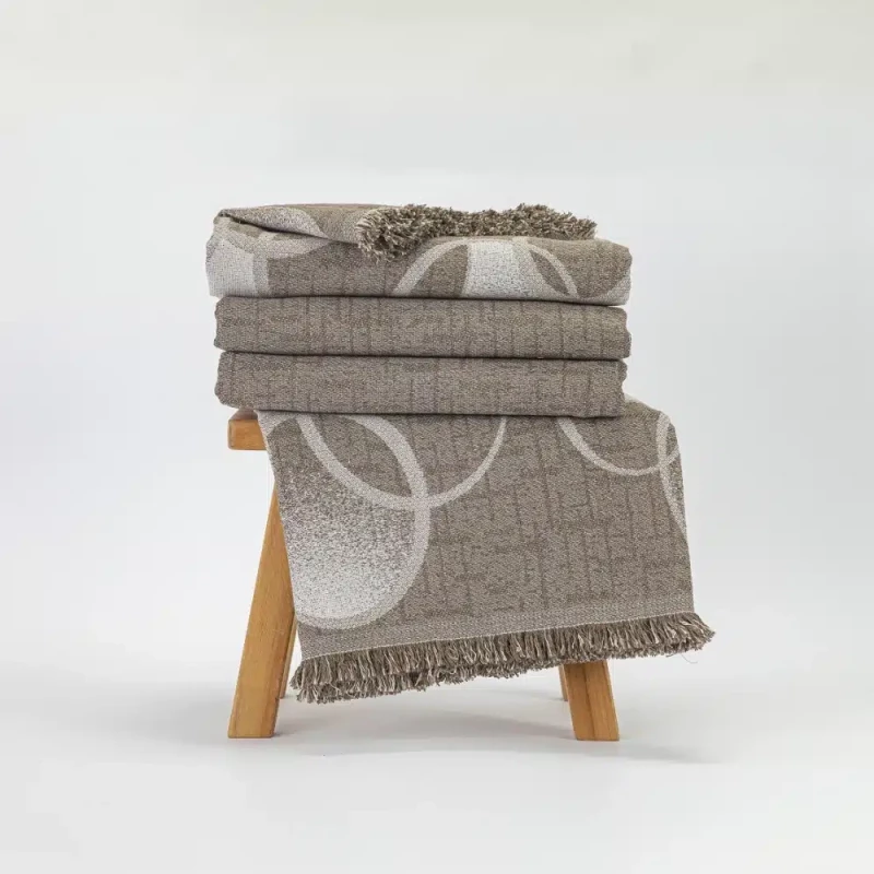 Ριχτάρι Βαμβακερό Τετραθέσιο Κύκλοι Borea Home Textiles - Καφέ