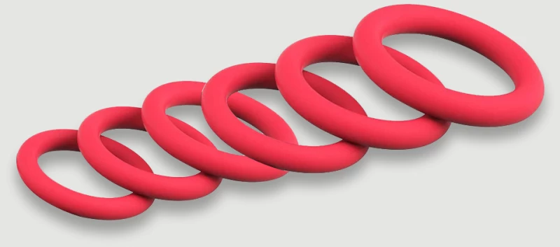 Σετ Δαχτυλίδια Πέους Σιλικόνης Male Collection Silicone Flexible Round Cock Ring Set - Κόκκινο