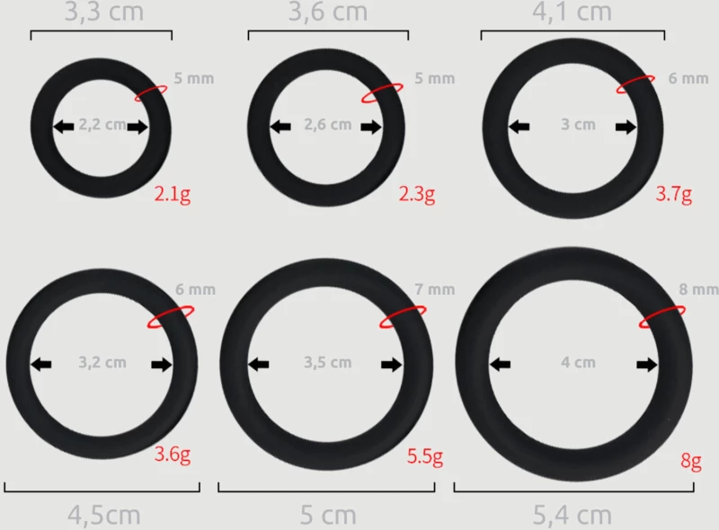 Σετ Δαχτυλίδια Πέους Σιλικόνης Male Collection Silicone Flexible Round Cock Ring Set - Κόκκινο