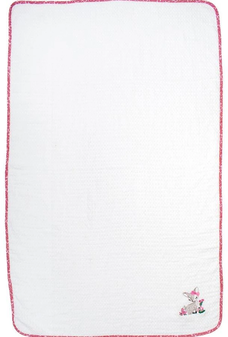 Κουβέρτα Πικέ Κούνιας (100x160) Deer 197 White-Pink Dimcol