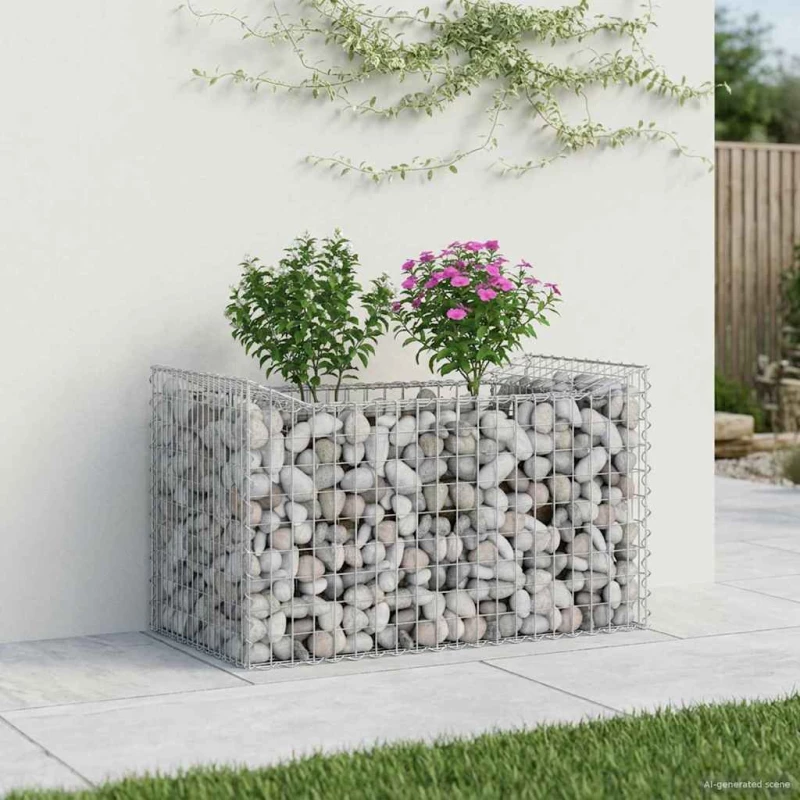 vidaXL Ανασηκωμένο κρεβάτι gabion Ασημί 50 x 100 x 60 εκ