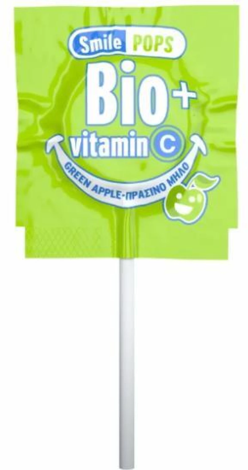 SMILE POPS Bio Γλειφιτζούρι Με Βιταμίνη C Σε Διάφορες Γεύσεις - Πράσινο Μήλο