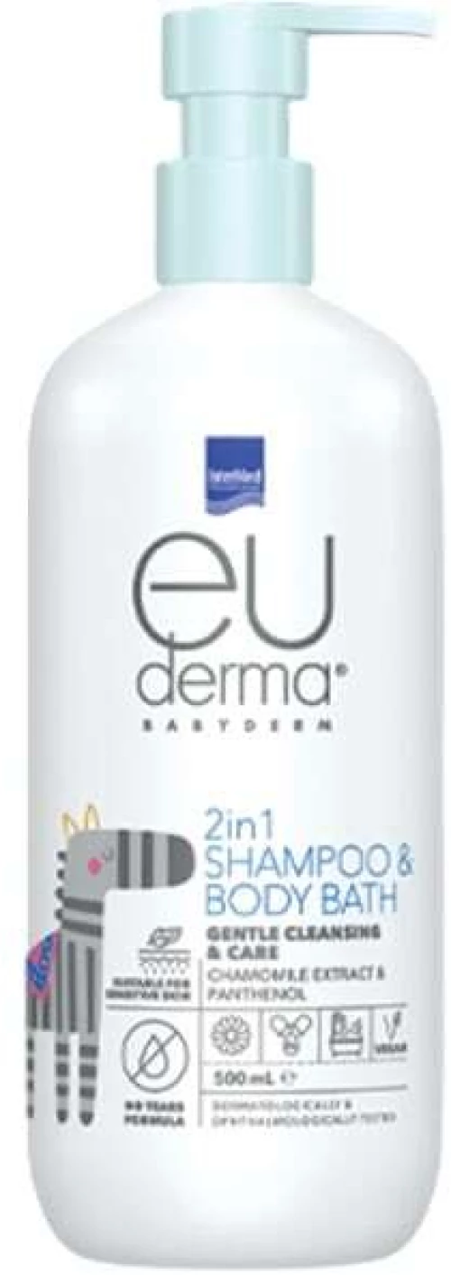 EUDERMA Babyderm 2in1 Shampoo & Body Bath Απαλό Σαμπουάν & Αφρόλουτρο, 500ml