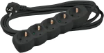 Technik Πολύπριζο 5 Θέσεων με 1.5 mm² Καλώδιο Χαλκού 16A Μαύρο 3m