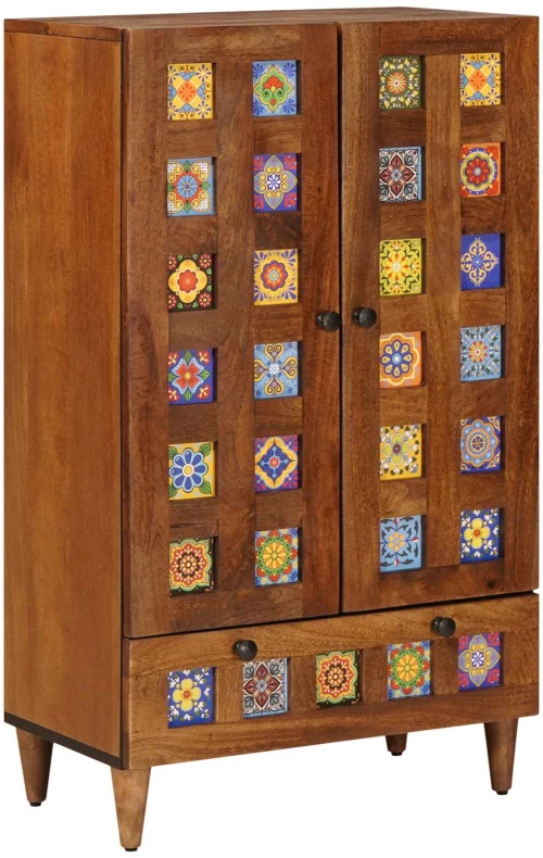 Highboard Καρυδιά 60 x 33,5 x 100 εκ. Στερεό ξύλο μάνγκο Καφέ 4018254