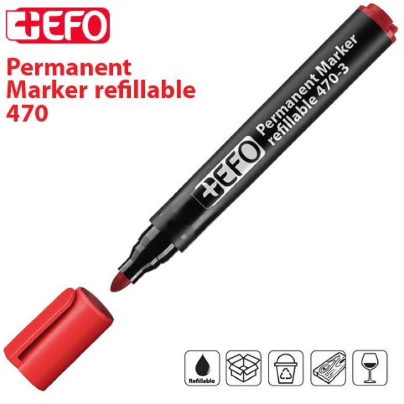 +Efo Μαρκαδόρος Κιβωτίων 470-3 F Κόκκινο