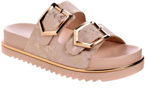 Venus V-12 Beige Γυναικεία Παντόφλα με Διπλό Λουράκι