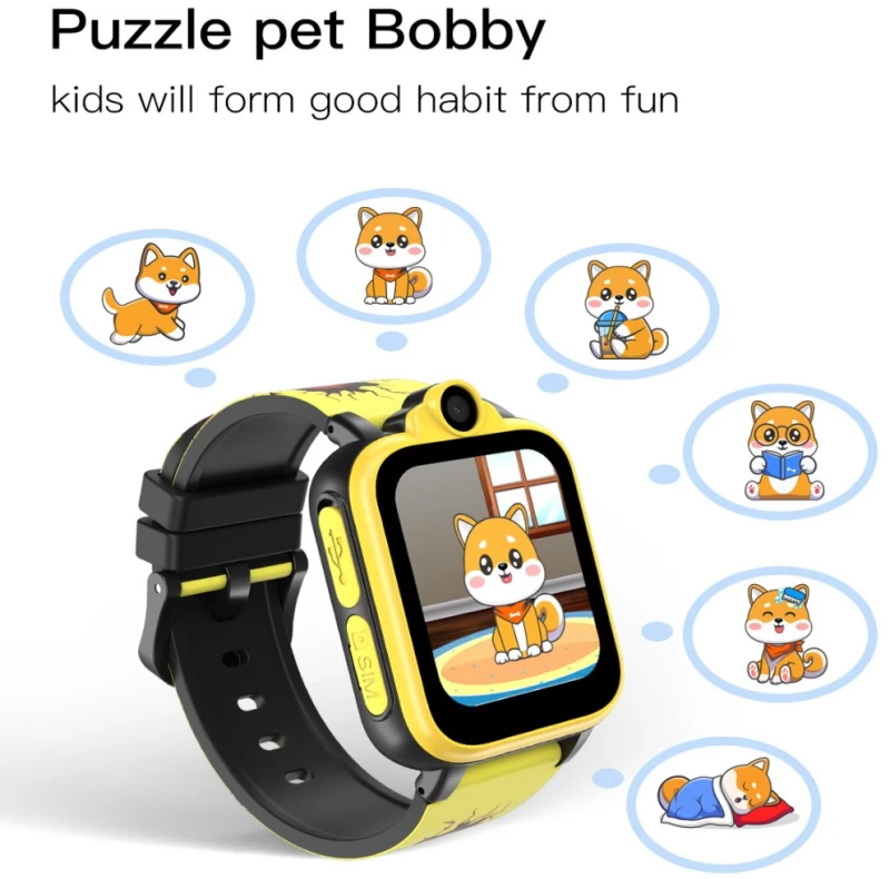 Simple Art XT23 Παιδικό Smartwatch με Παιχνίδια και Κλήσεις Κίτρινο