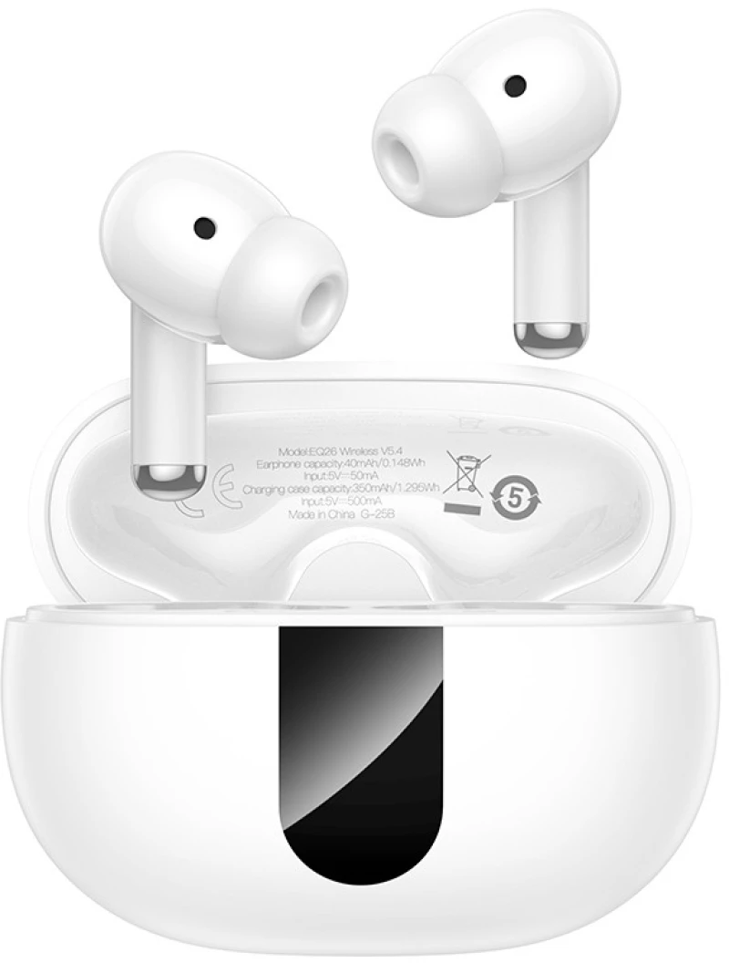 Hoco EQ26 Ασύρματα Ακουστικά Bluetooth In-ear Με Θήκη Φόρτισης ANC+ENC Λευκά