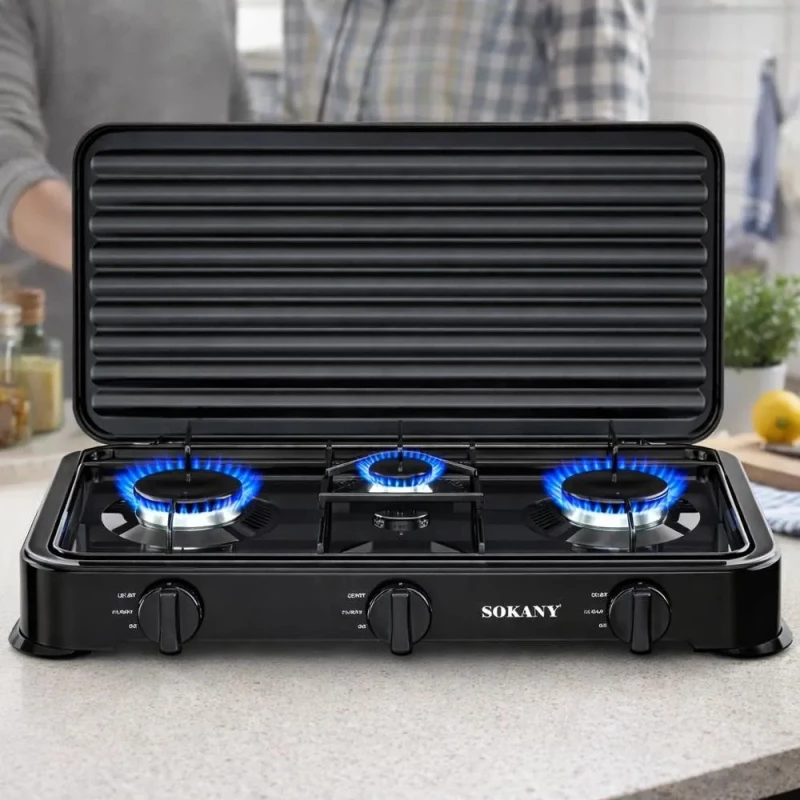 Sokany SK-6003 Επιτραπέζια Τριπλή Εστία Υγραερίου 5500W