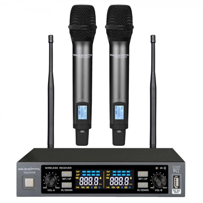 ZZiPP TXZZ412 - Διπλό ασύρματο σετ μικροφώνου UHF με 2 πομπούς χειρός