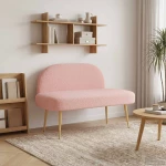 vidaXL Δερμάτινος Πάγκος με Πλάτη Ροζ 110 x 60 x 76 cm Μπουκλέ