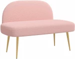 vidaXL Δερμάτινος Πάγκος με Πλάτη Ροζ 110 x 60 x 76 cm Μπουκλέ