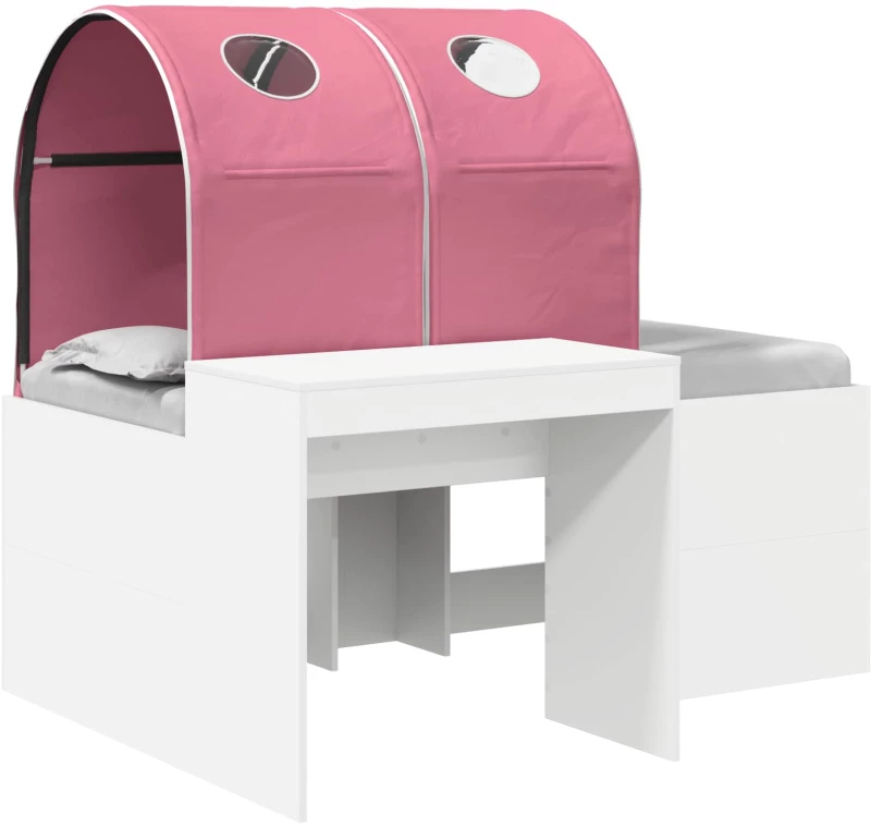 vidaXL Κρεβάτι με Σήραγγα 4 pcs Καρυδί και Ροζ Επεξεργασμένο Ξύλο